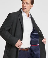 Tommy Hilfiger Men's Modern-Fit Plaid Olive Charcoal Overcoat