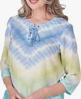 Alfred Dunner Petite Hyannisport Tie Dye Chevron Tunic