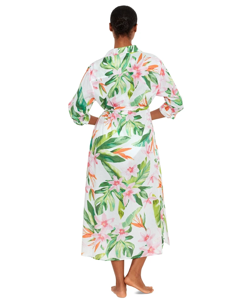 Lauren Ralph Women's Cotton Floral-Print Cover-Up Dress