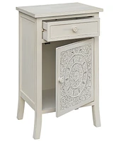 Gallerie Decor Antiqued Carved Side Table