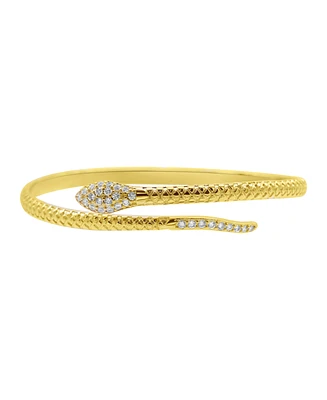 Adornia 14K Gold-Plated Adjustable Crystal Snake Cuff