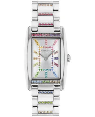 Coach Women's Reese Silver-Tone Stainless Steel and Rainbow Crystal Watch 24mm