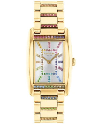 Coach Women's Reese Gold-Tone Stainless Steel and Rainbow Crystal Watch 24mm
