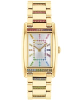Coach Women's Reese Rainbow Gold-Tone Stainless Steel and Rainbow Crystal Watch 24mm