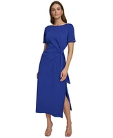 Dkny Women's Side-Tie Short-Sleeve Midi Dress