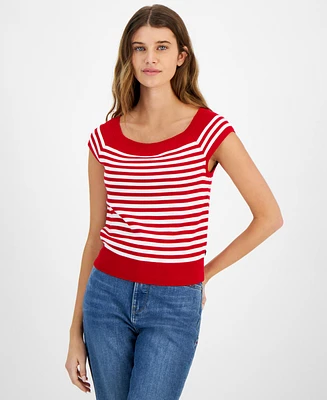 Tommy Hilfiger Women's Striped Cap-Sleeve Sweater