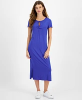 Tommy Hilfiger Women's Twist-Front Ribbed Knit Midi Dress