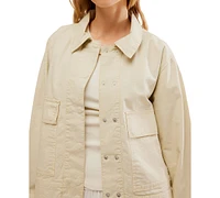 Free People Women's Suzy Snap Front Cotton Linen Jacket