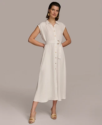 Donna Karan Women's Button-Front Tie-Waist Dress