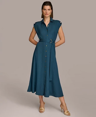 Donna Karan Women's Button-Front Tie-Waist Dress