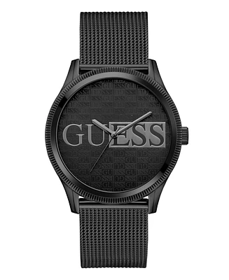 Guess Men's Analog Black Stainless Steel Mesh Watch, 44mm