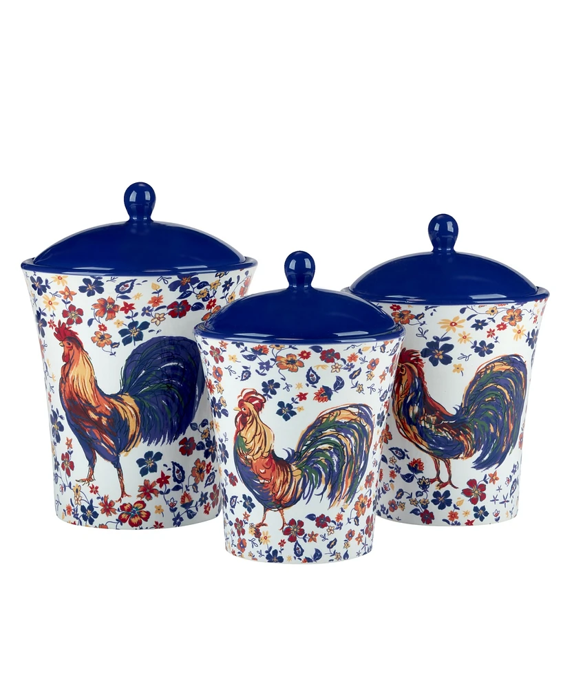 Certified International Morning Rooster Set of 3 Canisters