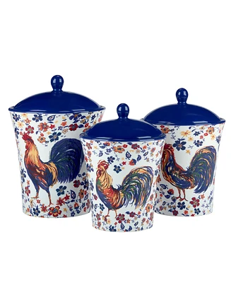 Certified International Morning Rooster Set of 3 Canisters