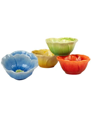 Certified International Blossom Set of 4 3-d Floral Ice Cream Bowls