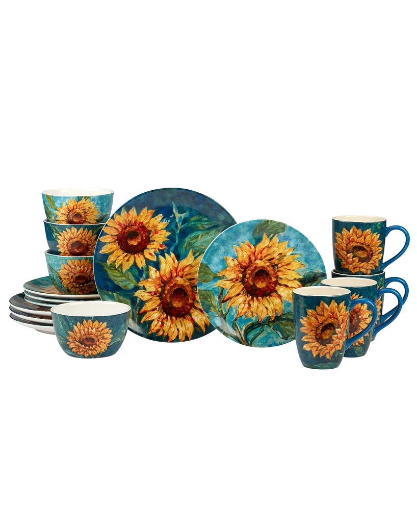 Certified International Golden Sunflowers 16Pc Dinnerware Set, Service for 4