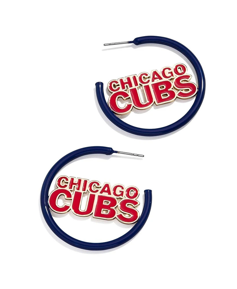 Women's Baublebar Chicago Cubs Enamel Hoop Earrings
