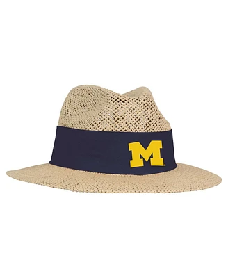 Men's Ahead Tan Michigan Wolverines Wellington Gambler Straw Hat