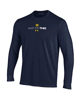 Men's and Women's Under Armour Navy Notre Dame Fighting Irish 2024 On-Court Bench Unity Performance Long Sleeve T-shirt