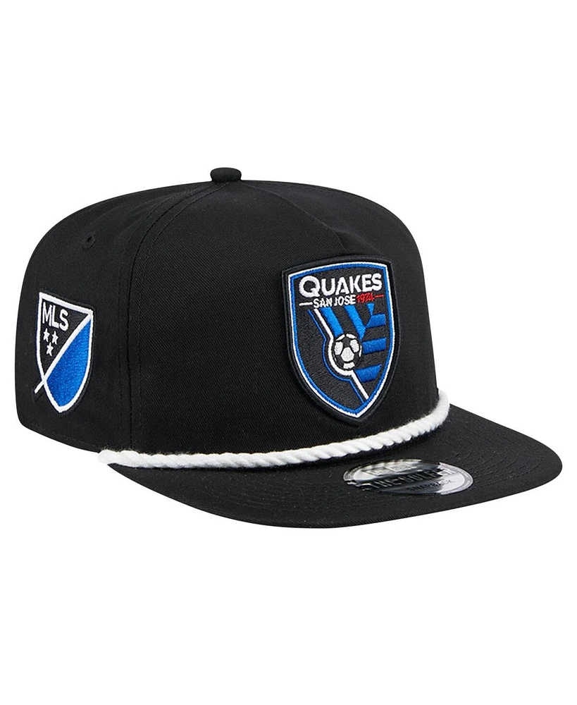 Men's New Era Black San Jose Earthquakes The Golfer Kickoff Collection Adjustable Hat