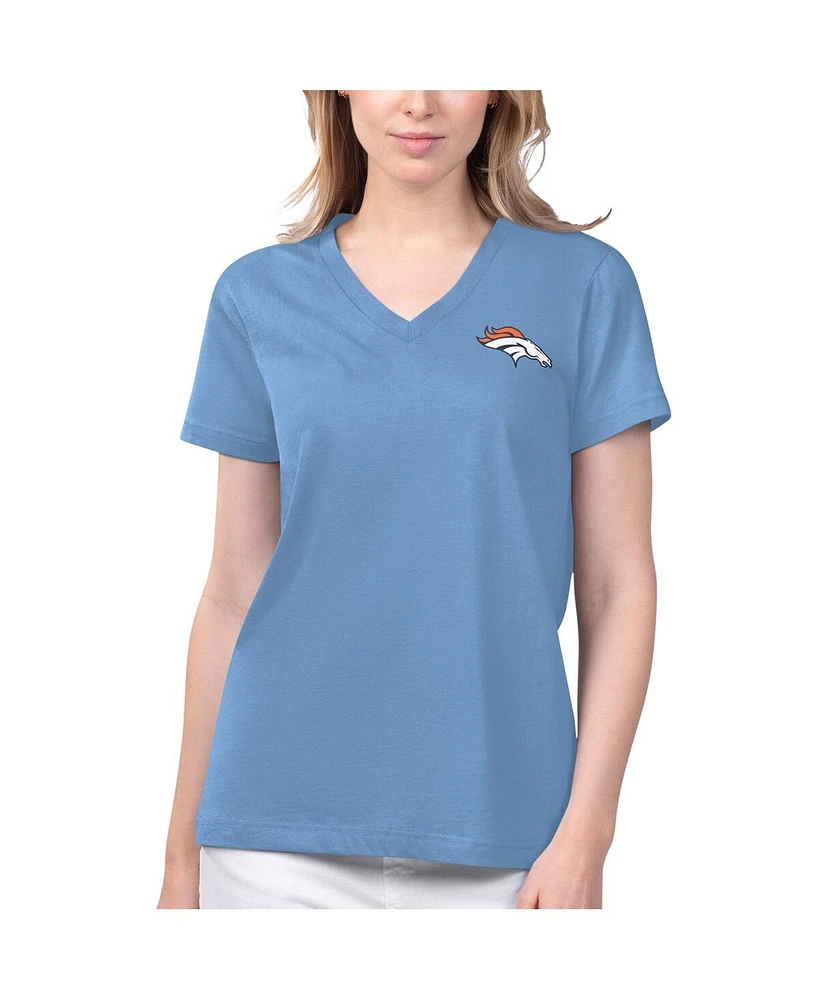 Women's Margaritaville Blue Denver Broncos Game Time V-Neck T-shirt