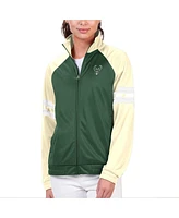 Women's G-iii 4Her by Carl Banks Hunter Green Milwaukee Bucks Main Player Raglan Rhinestone Full-Zip Track Jacket