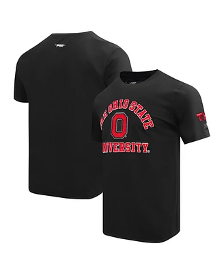Men's Pro Standard Black Distressed Ohio State Buckeyes Classic Stacked Logo T-shirt