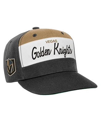 Youth Boys and Girls Mitchell & Ness Black Vegas Golden Knights Retro Script Color Block Adjustable Hat