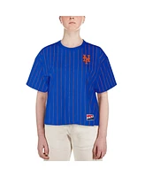 Women's New Era Royal New York Mets Boxy Pinstripe T-shirt