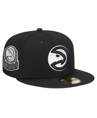 Men's New Era Black Atlanta Hawks Active Satin Visor 59FIFTY Fitted Hat