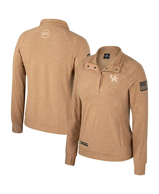 Women's Colosseum Tan Kentucky Wildcats Oht Military-Inspired Appreciation Sand Tatum Quarter-Snap Raglan Jacket