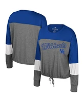 Women's Colosseum Gray Kentucky Wildcats Twinkle Lights Tie Front Long Sleeve T-shirt