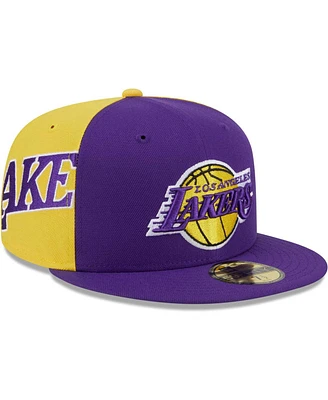 Men's New Era Purple, Gold Los Angeles Lakers Gameday Wordmark 59FIFTY Fitted Hat