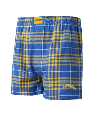 Men's Concepts Sport Powder Blue, Gold Los Angeles Chargers Concord Flannel Boxers