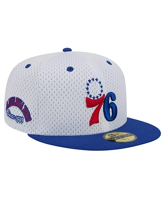 Men's New Era White, Royal Philadelphia 76ers Throwback 2Tone 59FIFTY Fitted Hat