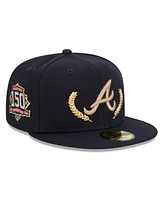 Men's New Era Navy Atlanta Braves Gold Leaf 59FIFTY Fitted Hat