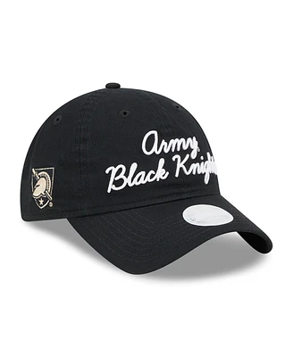 Women's New Era Black Army Black Knights Script 9TWENTY Adjustable Hat