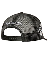 Men's Mitchell & Ness Black Brooklyn Nets Times Up Classic Script Cord Trucker Hat