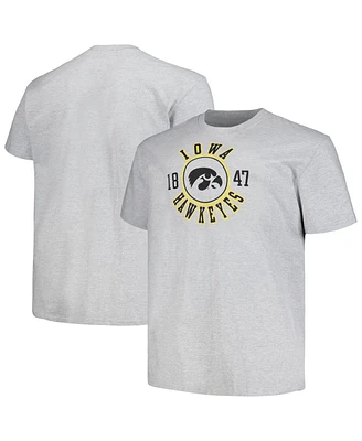 Men's Champion Heather Gray Iowa Hawkeyes Big and Tall Circle Logo T-shirt