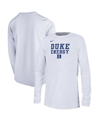 Big Boys Nike White Duke Blue Devils 2024 On-Court Bench Energy T-shirt