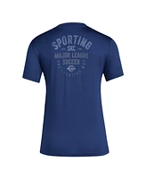 Women's adidas Navy Distressed Sporting Kansas City Local Stoic T-shirt