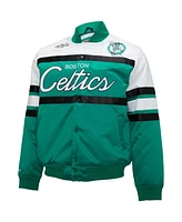 Men's Mitchell & Ness Kelly Green, White Boston Celtics Big and Tall Heavyweight Full-Snap Satin Jacket