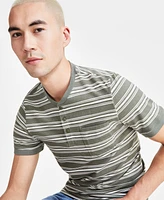 Sun + Stone Men's Marco Short Sleeve Striped Henley, Created for Macy's