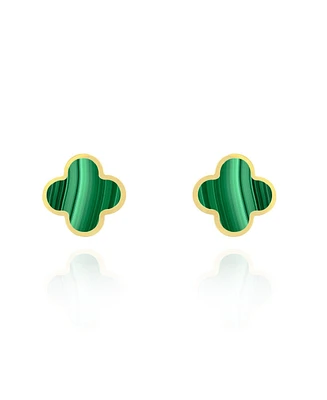 The Lovery Large Malachite Clover Stud Earrings