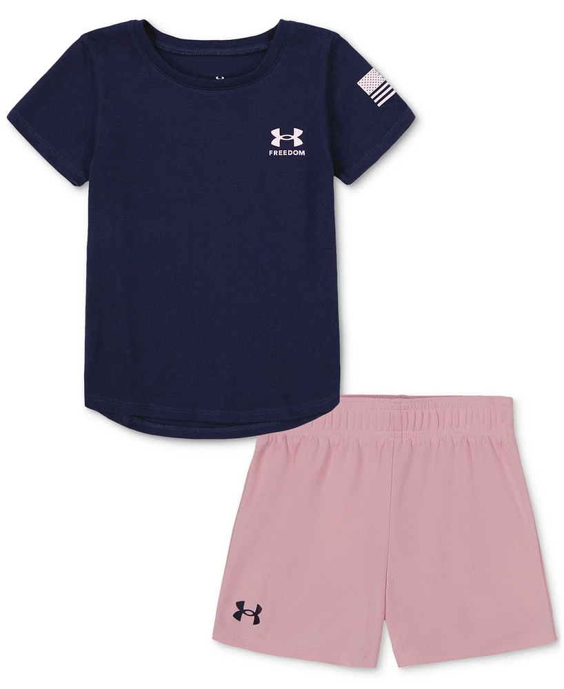 Under Armour Toddler & Little Girls Freedom Flag T-Shirt Shorts, 2 Piece Set