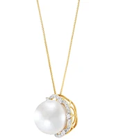 Honora Cultured Ming Pearl (12mm) & Diamond (1/4 ct. t.w.) Halo 18" Pendant Necklace in 14k Gold