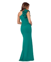 Xscape Women's Embellished One-Shoulder Scuba Gown