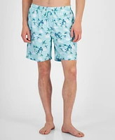 Club Room Men's Brush Scenic Quick-Dry Palm Tree-Print 7" Swim Trunks, Created for Macy's