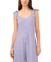 Vince Camuto Women's Striped Tie Shoulder Angled Hem Jumpsuit