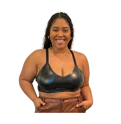 Naked Rebellion Nude Shade Wireless Full Coverage Leather Bralette