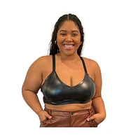 Naked Rebellion Nude Shade Wireless Full Coverage Leather Bralette